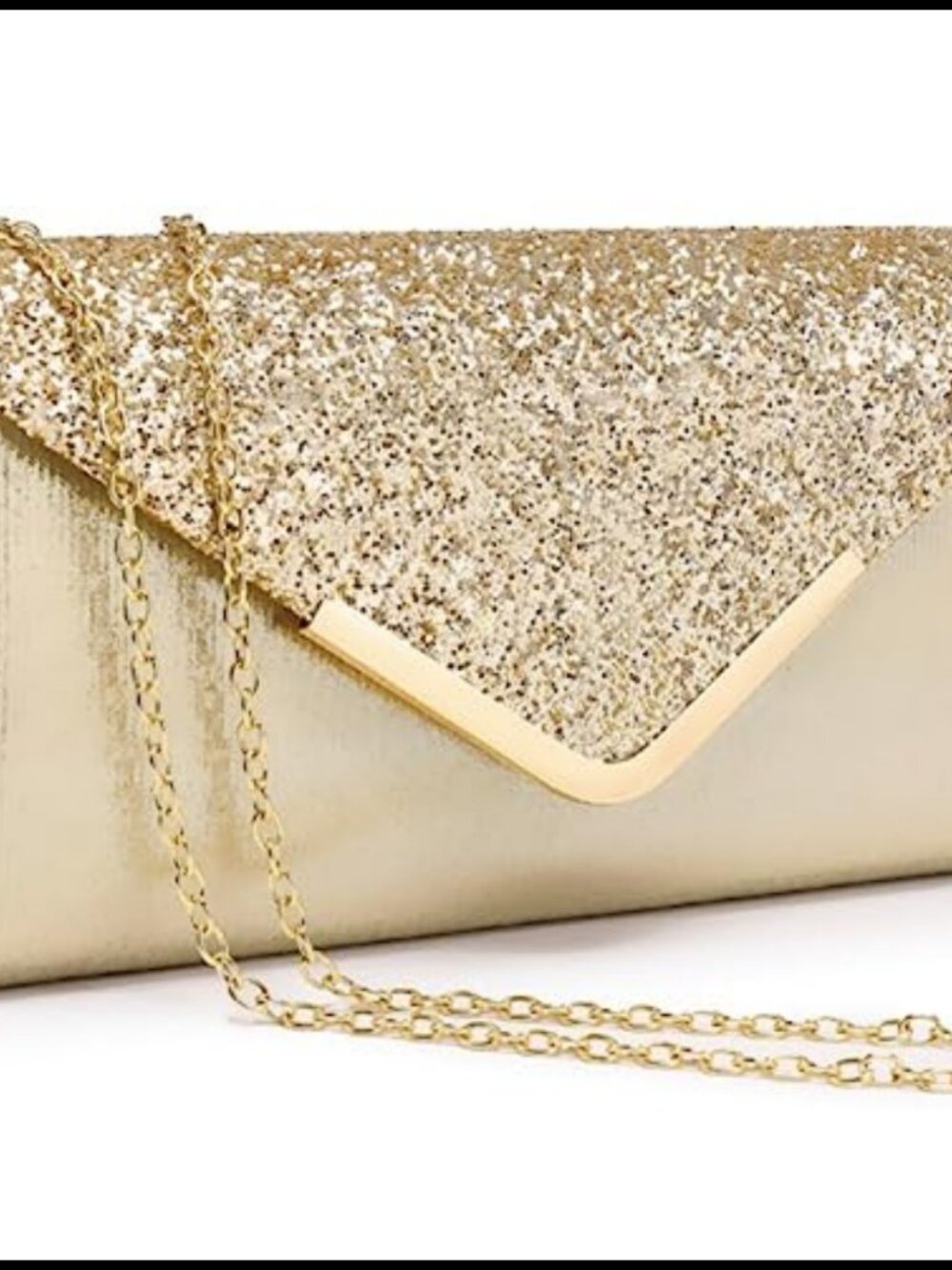 Glitter Envelope Evening Clutch with Chain Strap for Wedding Party